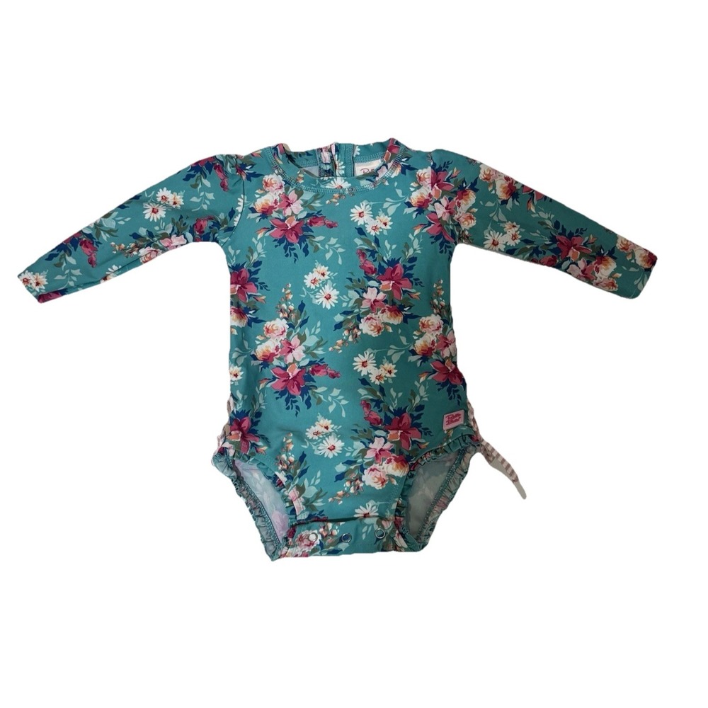 Ruffle Butts One Piece Long Sleeve Swimsuit Rash Guard Floral 12-18 months